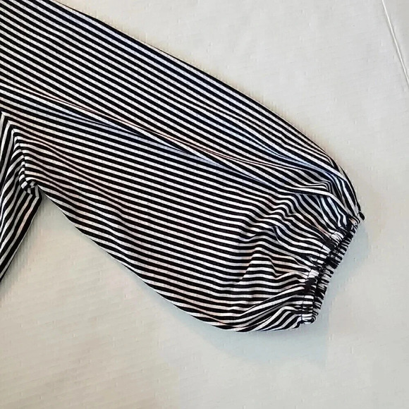 Women's ADRIANNA PAPELL Black White Striped SZ XL Extra Large Balloon Minimalist - Picture 3 of 8